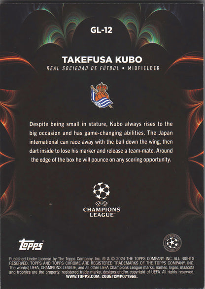 2023 Topps Chrome Golazo Orange Lava SP Takefusa Kubo #GL12 Real Sociedad