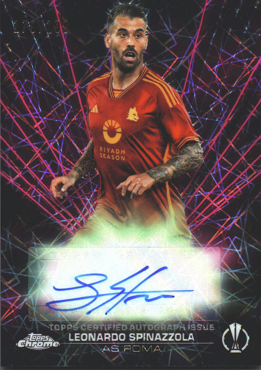 2023 Topps Chrome Black Lazer Autographs Black Magenta Leonardo Spinazzola #BLA-SL AS Roma