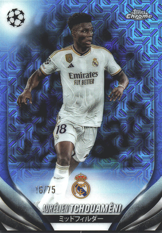 2023 Topps Chrome Asia Blue Mojo /75 Aurelien Tchouameni #10 Real Madrid