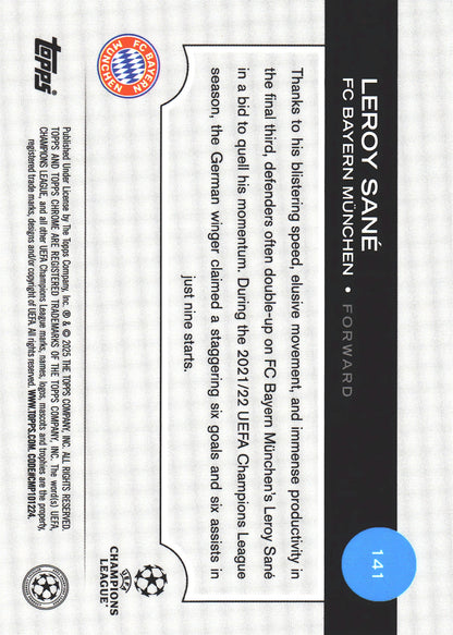 2024 Topps Chrome Pink Lava /250 Leroy Sané #141 Bayern Munich