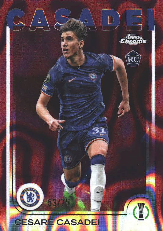 2024 Topps Chrome Magenta Lava Refractor /75 Cesare Casadei RC #126 Chelsea
