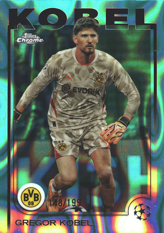 2024 Topps Chrome Aqua Lava Refractor /199 Gregor Kobel #168 Borussia Dortmund