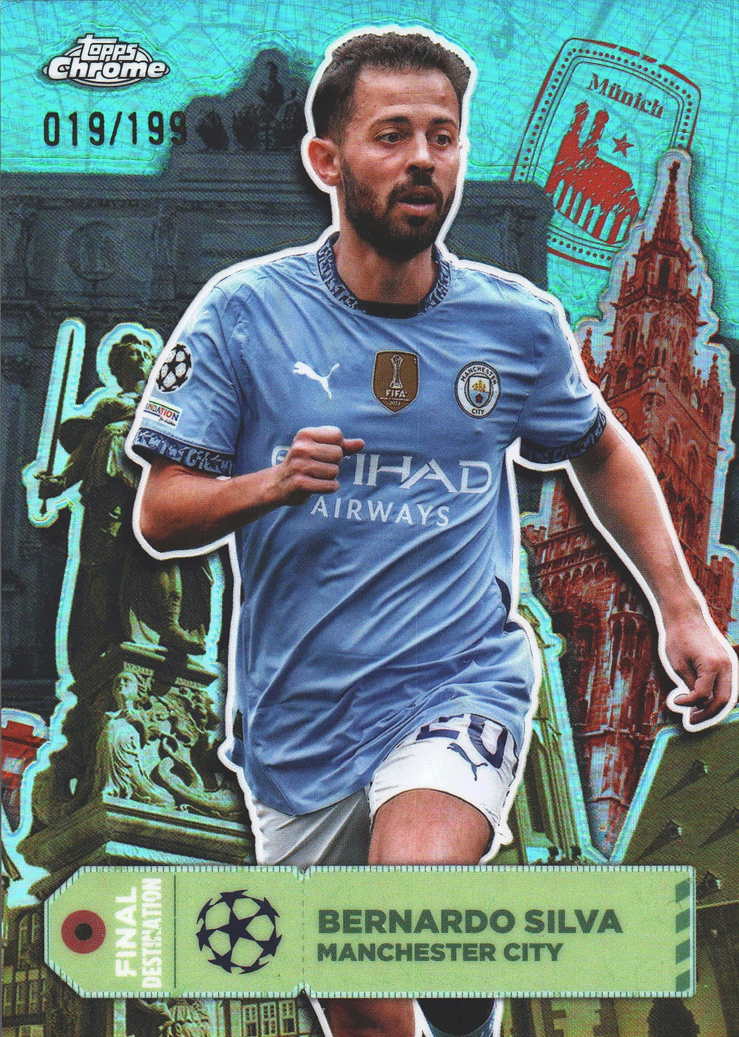2024 Topps Chrome Final Destination Aqua /199 Bernardo Silva #FD-11 Manchester City