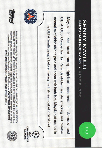 2024 Topps Chrome Case Hit Hero Variation Senny Mayulu RC #173 Paris Saint-Germain