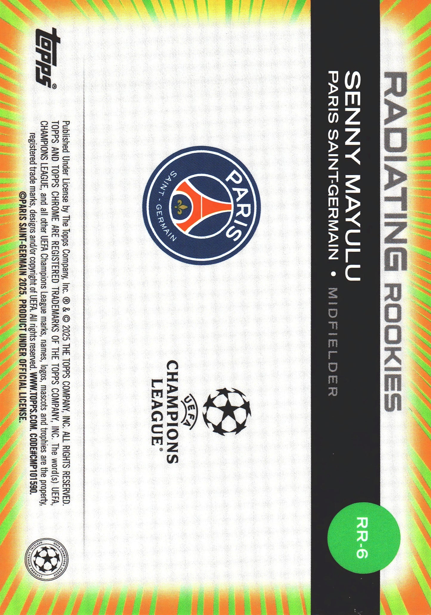 2024 Topps Chrome Case Hit Radiating Rookies Senny Mayulu RC #173 Paris Saint-Germain