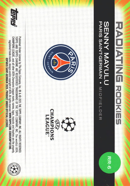 2024 Topps Chrome Case Hit Radiating Rookies Senny Mayulu RC #173 Paris Saint-Germain