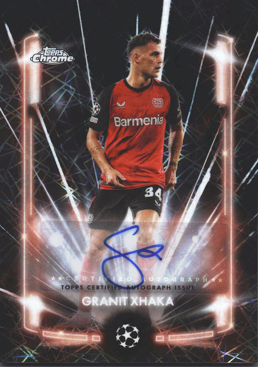2024 Topps Chrome Autograph Black Lazer Granit Xhaka #BLA-GX Bayer Leverkusen