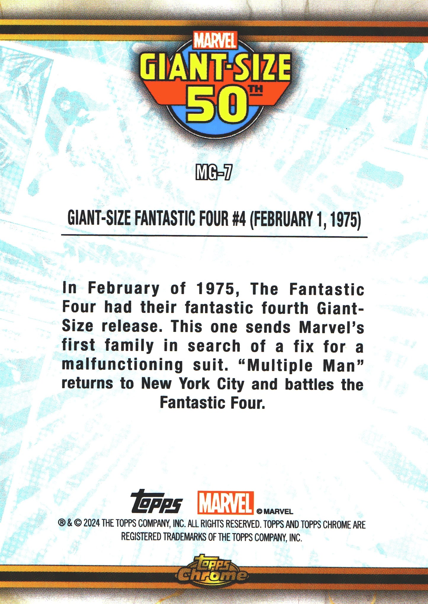2024 Topps Chrome Marvel Giant Size Fantastic Four #4 #MG-7 (standard size)