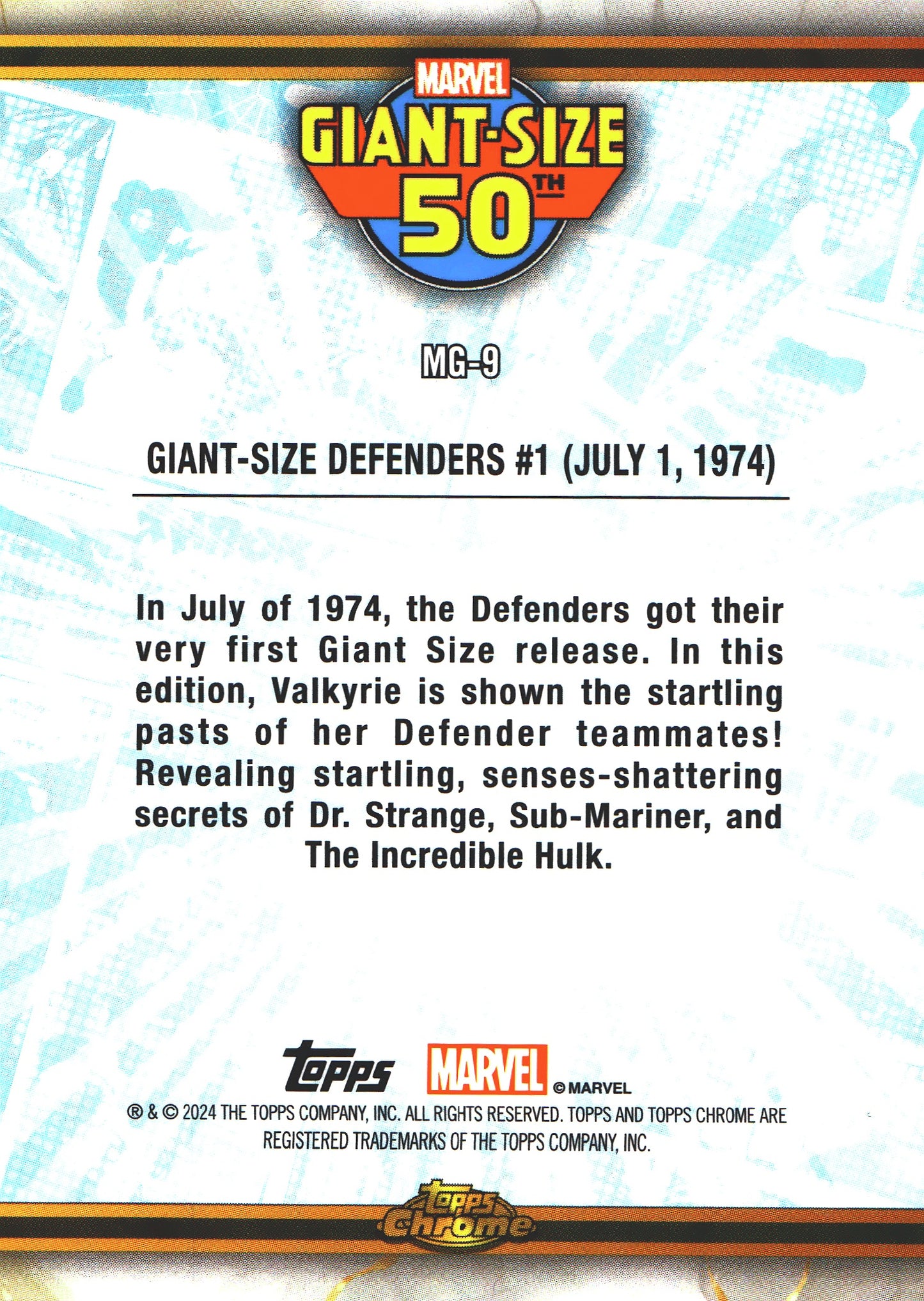 2024 Topps Chrome Marvel Giant Size Defenders #1 #MG-9 (standard size)