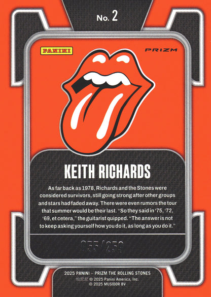 2025 Panini Prizm The Rolling Stones Orange Wave /259 Keith Richards #2