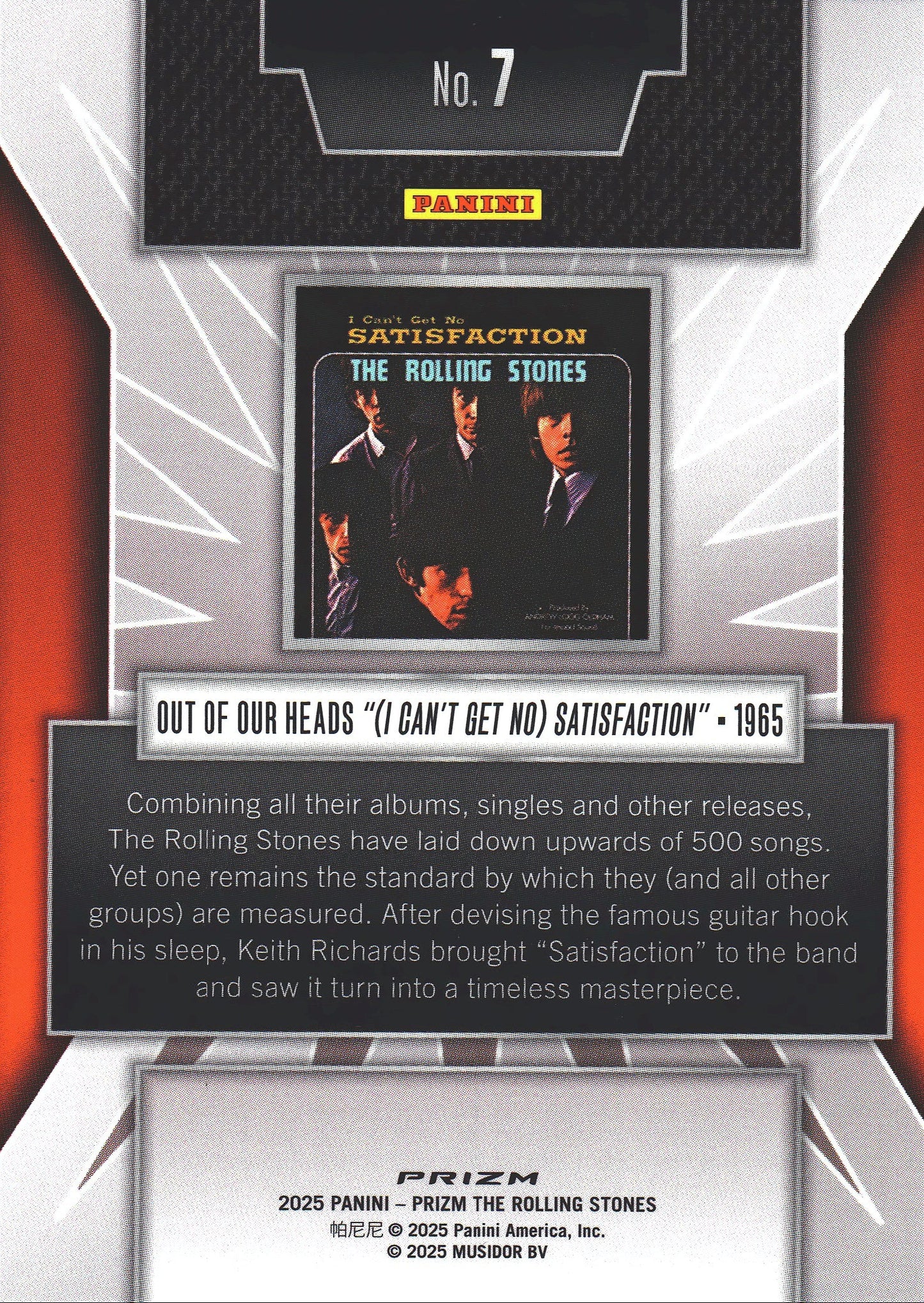 2025 Panini Prizm The Rolling Stones Singles Artwork Silver Prizm (I Can't Get No) Satisfaction #7