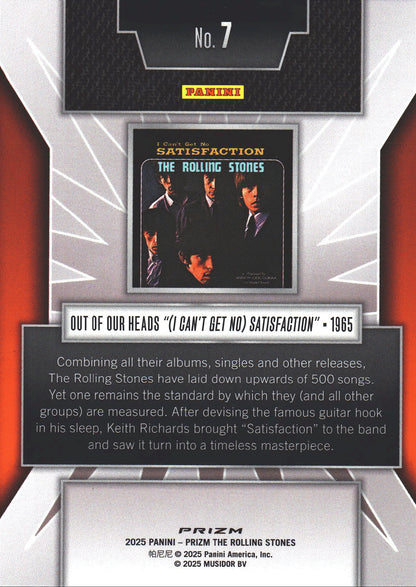 2025 Panini Prizm The Rolling Stones Singles Artwork Silver Prizm (I Can't Get No) Satisfaction #7