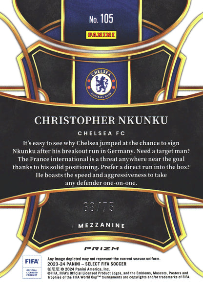 2023 Panini Select FIFA Pink /75 Christopher Nkunku #105 Chelsea