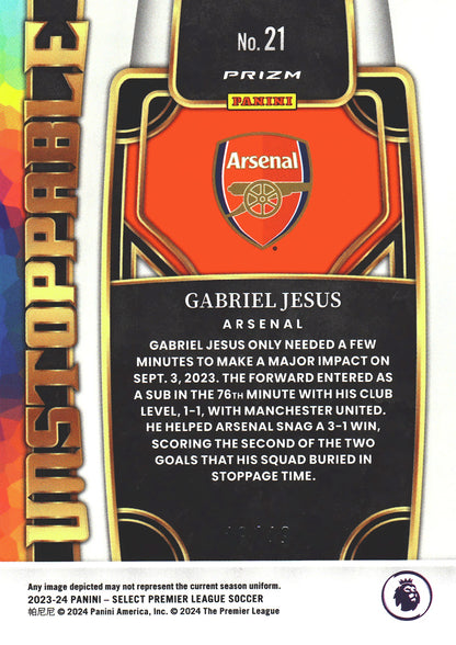 2023 Panini Select Premier League Unstoppable Tie-Dye /49 Gabriel Jesus #21 Arsenal