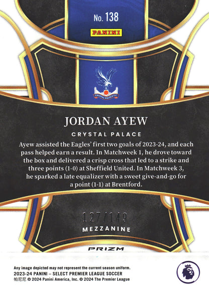2023 Panini Select Premier League Red Wave /149 Jordan Ayew #138 Crystal Palace