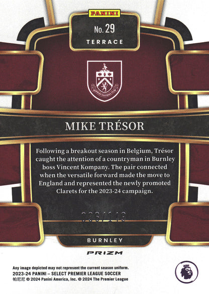 2023 Panini Select Premier League Red Wave /149 Mike Tresor #29 Burnley
