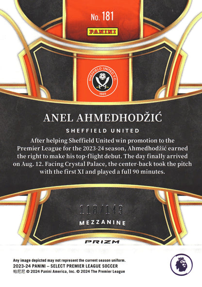 2023 Panini Select Premier League Red Wave /149 Anel Ahmedhodzic RC #181 Sheffield United