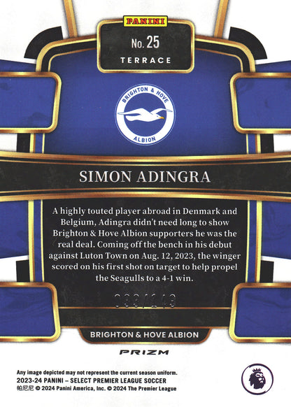 2023 Panini Select Premier League Red Wave /149 Simon Adingra RC #25 Brighton & Hove Albion