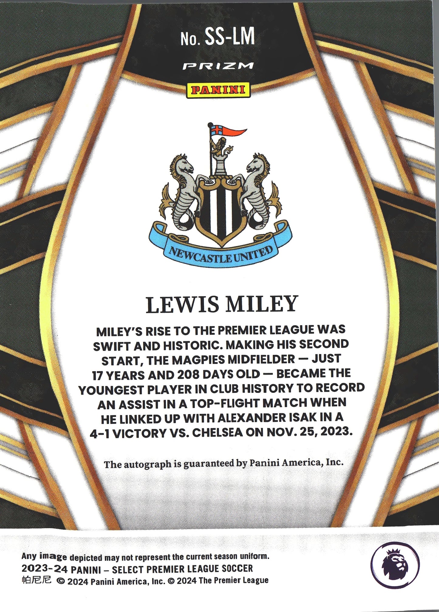 2023 Panini Select Premier League Autograph Lewis Kelly RC #SS-LM Newcastle United