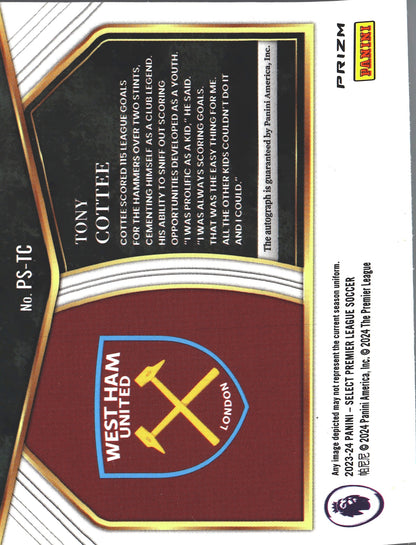 2023 Panini Select Premier League Pitchside Signature Red Tony Cottee #PS-TC West Ham United