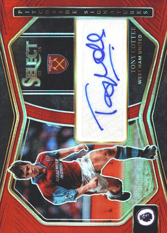 2023 Panini Select Premier League Pitchside Signature Red Tony Cottee #PS-TC West Ham United