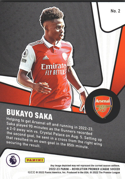 2022 Panini Revolution Premier League Supersonic Bukayo Saka #2 Arsenal
