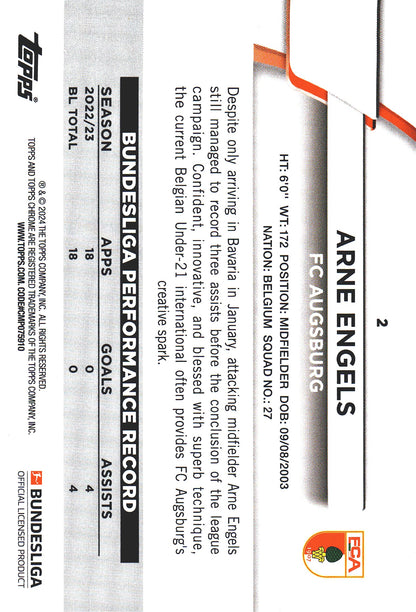 2023 Topps Bundesliga Jade Edition Arne Engels RC #2 FC Augsburg