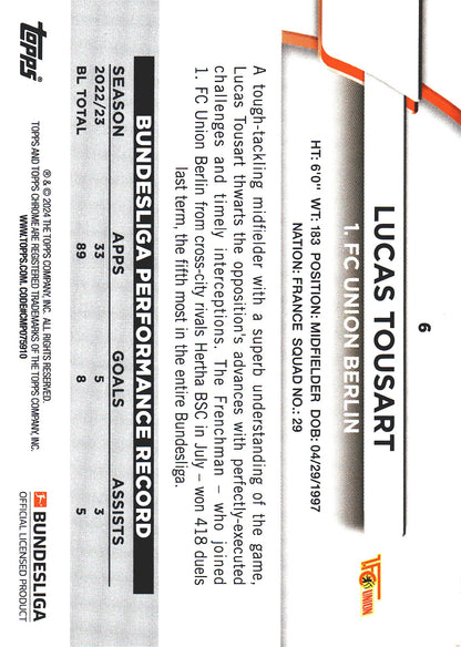 2023 Topps Bundesliga Jade Edition Lucas Tousart #6 Union Berlin