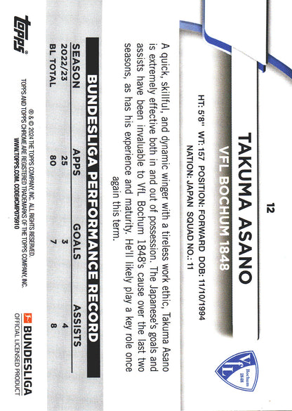 2023 Topps Bundesliga Jade Edition Takuma Asano #12 VfL Bochum