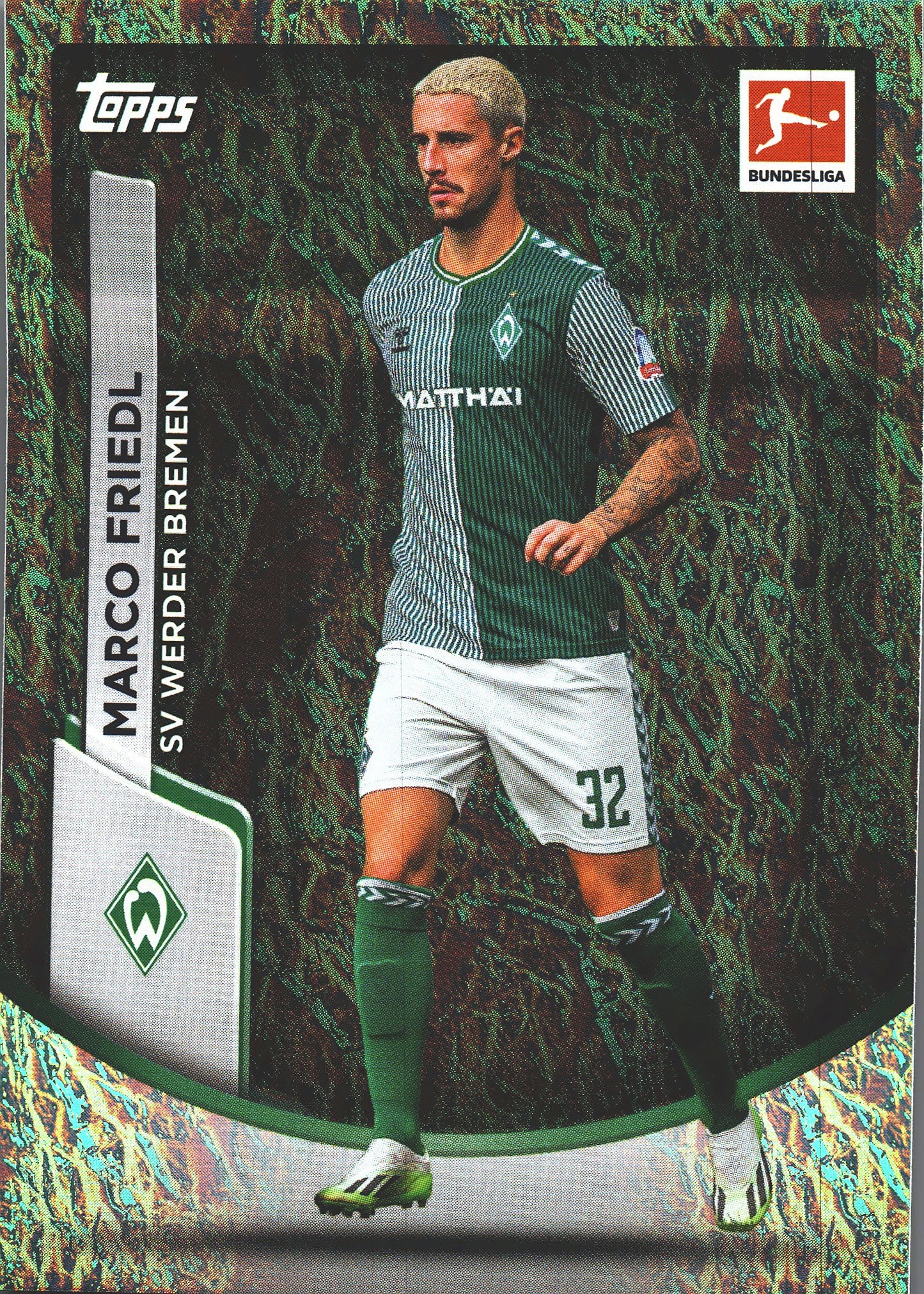 2023 Topps Bundesliga Jade Edition Marco Friedl #13 Werder Bremen