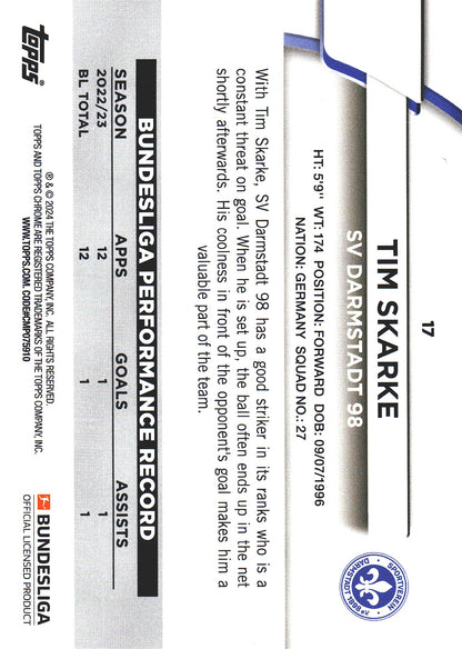 2023 Topps Bundesliga Jade Edition Tim Skarke #17 Darmstadt 98