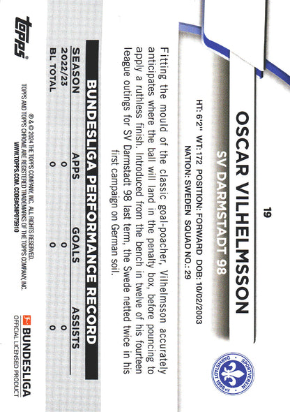 2023 Topps Bundesliga Jade Edition Oscar Vilhelmsson #19 Darmstadt 98