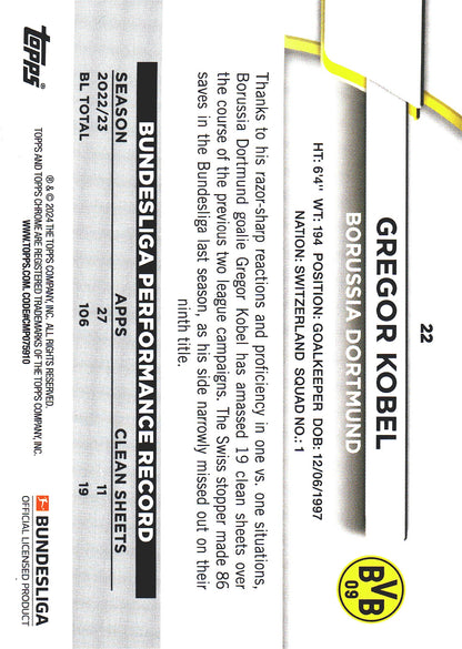 2023 Topps Bundesliga Jade Edition Gregor Kobel #22 Borussia Dortmund