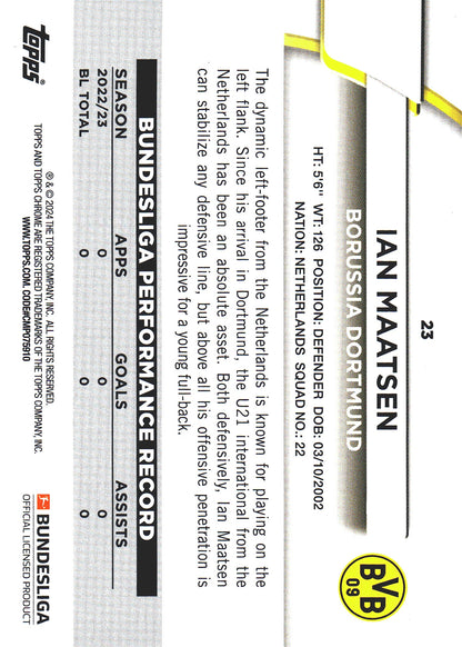 2023 Topps Bundesliga Jade Edition Ian Maatsen RC #23 Borussia Dortmund
