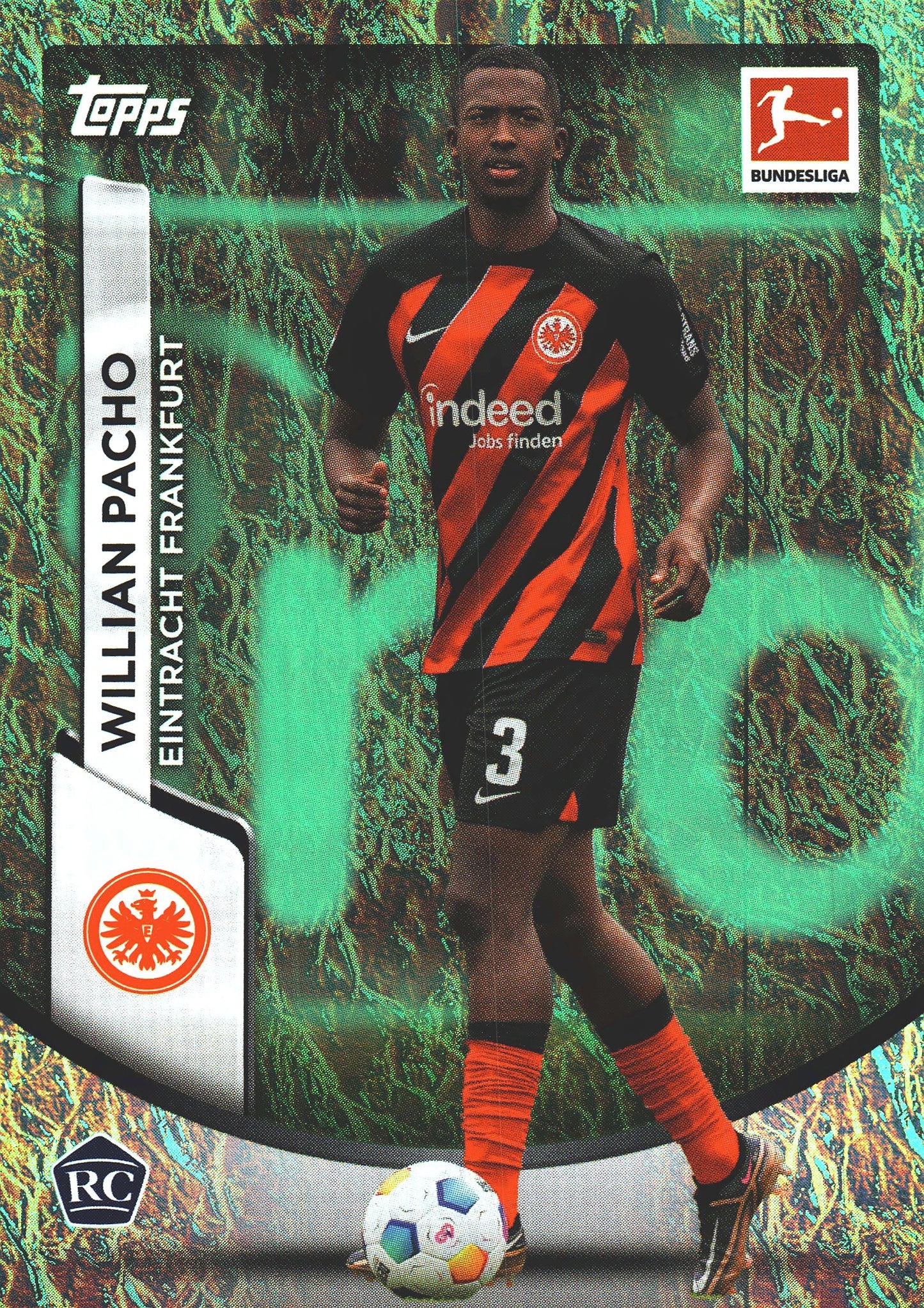 2023 Topps Bundesliga Jade Edition Willian Pacho RC #30 Eintracht Frankfurt