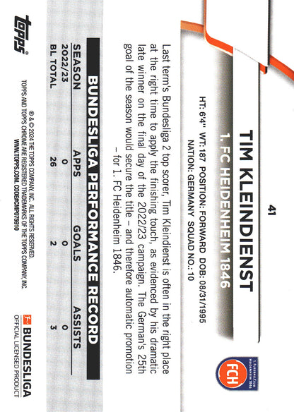 2023 Topps Bundesliga Jade Edition Tim Kleindienst #41 Heidenheim