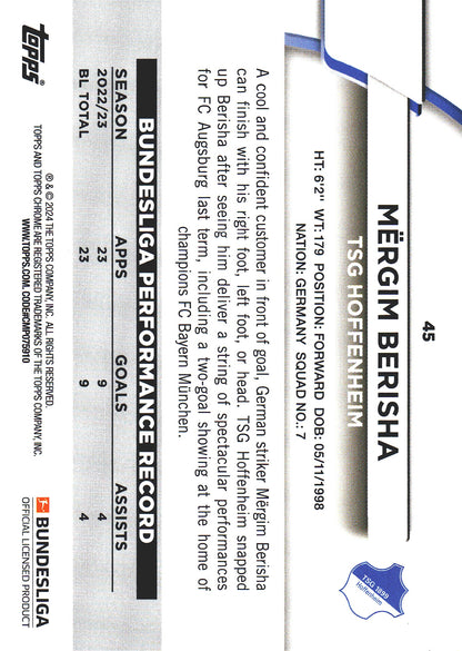 2023 Topps Bundesliga Jade Edition Mergim Berisha #45 Hoffenheim