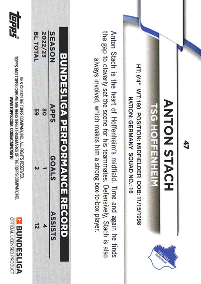 2023 Topps Bundesliga Jade Edition Anton Stach #47 Hoffenheim