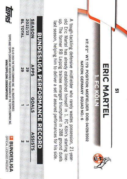 2023 Topps Bundesliga Jade Edition Eric Martel #51 FC Koln