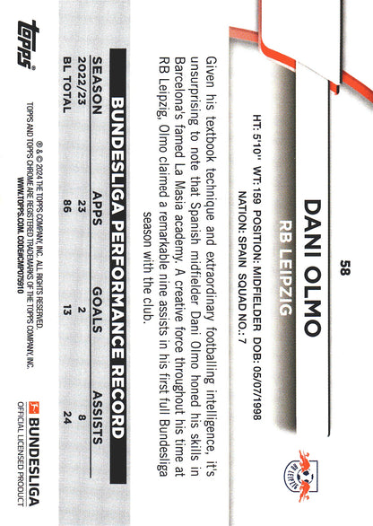 2023 Topps Bundesliga Jade Edition Dani Olmo #58 RB Leipzig