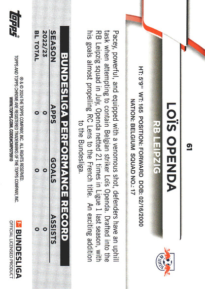 2023 Topps Bundesliga Jade Edition Lois Openda #61 RB Leipzig