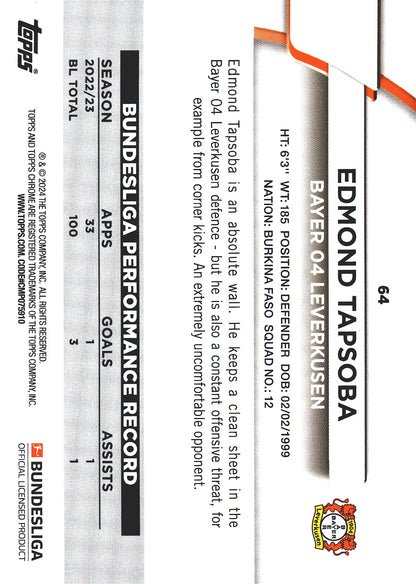 2023 Topps Bundesliga Jade Edition Edmond Tapsoba #64 Bayer Leverkusen