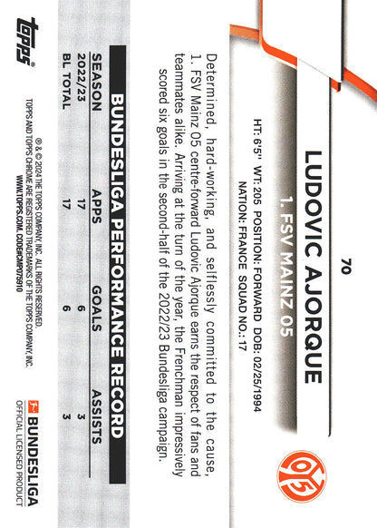 2023 Topps Bundesliga Jade Edition Ludovic Ajorque #70 Mainz 05