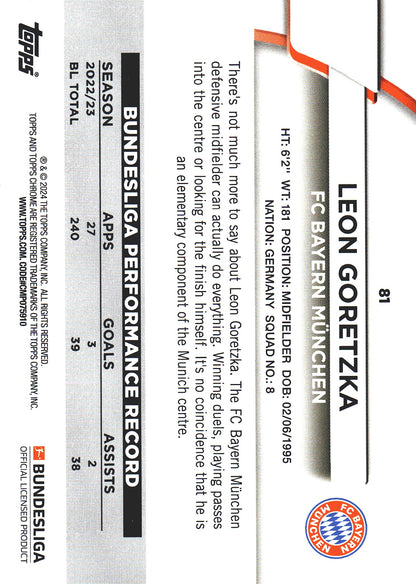 2023 Topps Bundesliga Jade Edition Leon Goretzka #81 Bayern Munich