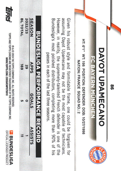 2023 Topps Bundesliga Jade Edition Dayot Upamecano #86 Bayern Munich