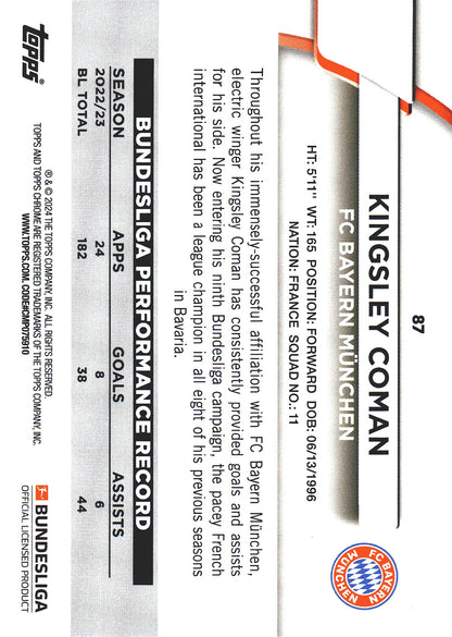 2023 Topps Bundesliga Jade Edition Kingsley Coman #87 Bayern Munich