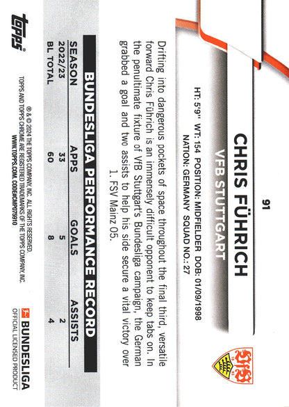 2023 Topps Bundesliga Jade Edition Chris Fuhrich #91 VfB Stuttgart