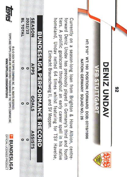 2023 Topps Bundesliga Jade Edition Deniz Undav #92 VfB Stuttgart