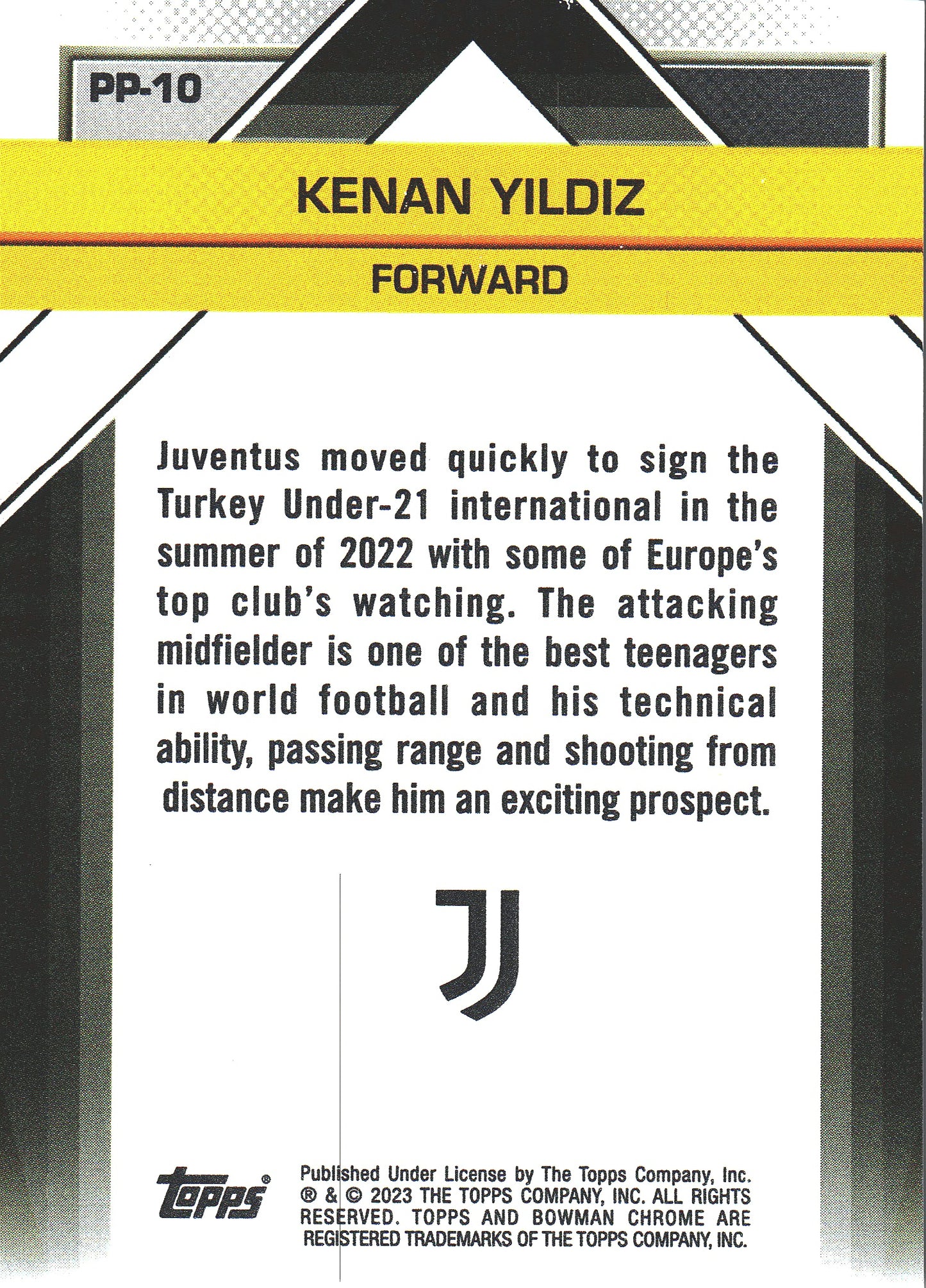 2022 Topps Chrome Juventus Il Futuro Kenan Yildiz FBC #PP-10 Juventus