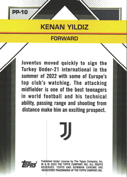 2022 Topps Chrome Juventus Il Futuro Kenan Yildiz FBC #PP-10 Juventus